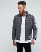 Schott Oakland Down Puffer Jacket Slim Fit In Dark Gray/black - Gray