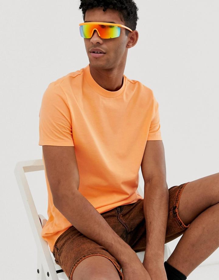 Asos Design Organic T-shirt With Crew Neck In Orange