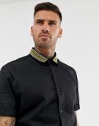 River Island Slim Fit Shirt With Print In Black
