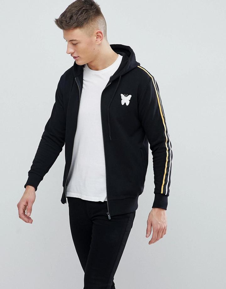 Good For Nothing Hoodie In Black With Taping - Black