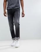 Blend Jet Distressed Slim Fit Jeans In Washed Black - Black