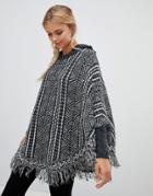 Qed London Roll Neck Poncho Sweater - Gray