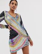 A Star Is Born Sequin Mini Dress In Multicoloured Pattern - Multi