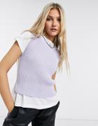 Monki Tea Sleeveless Knitted Tank In Lilac-purple