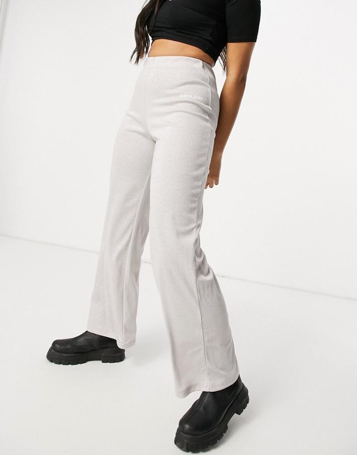Sixth June High Waisted Relaxed Pants Set In Stretch Sparkle-neutral