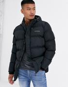 Good For Nothing Long Hooded Puffer Coat In Black