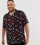 Asos Design Plus Oversized Shirt With Heart Print - Black