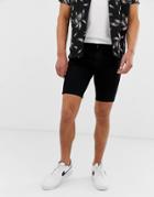 Asos Design Spray On Denim Shorts With Power Stretch In Black