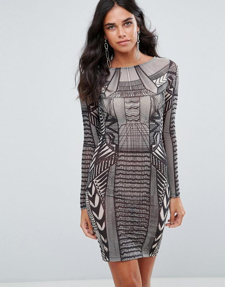 Forever Unique Patterned Bodycon Mini Dress - Multi