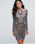 Forever Unique Patterned Bodycon Mini Dress - Multi
