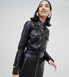 River Island Studio Leather Shirt In Black - Black