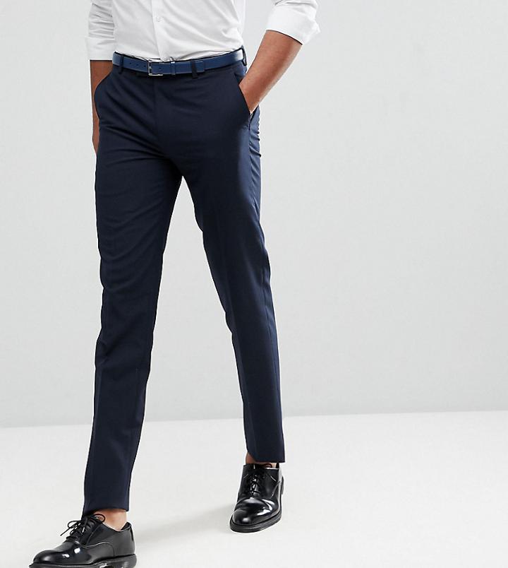 Harry Brown Tall Plain Black Slim Tuxedo Suit Pants - Navy