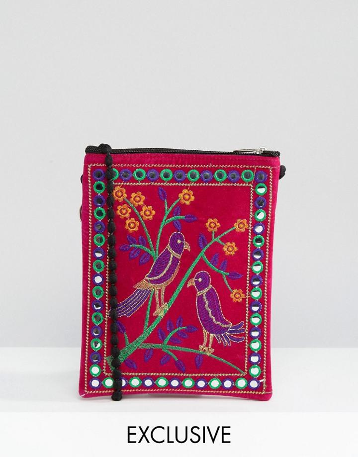 Reclaimed Vintage Velvet Cross Body Bag - Pink