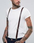 Reclaimed Vintage Leather Suspenders Brown - Brown