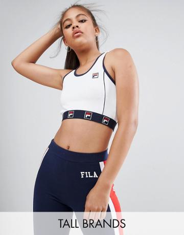 Fila Tall Crop Top With Logo Detail - White
