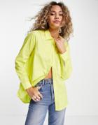 Noisy May Poplin Oversized Shirt In Lime - Part Of A Set-green