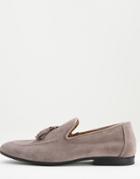 River Island Tasseled Suede Loafers In Gray