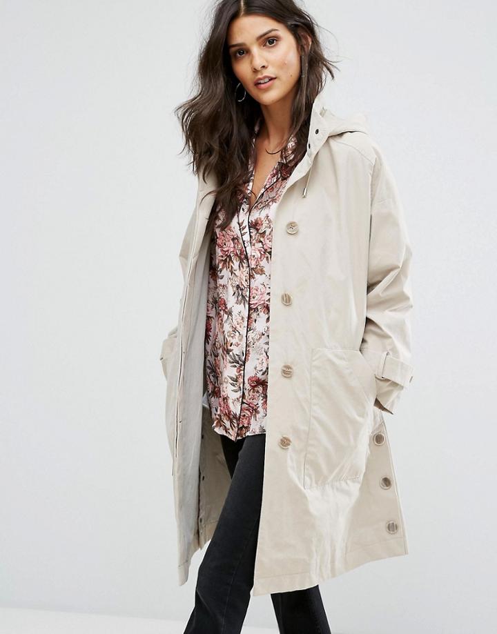 Mango Oversized Button Detail Anorak - Beige