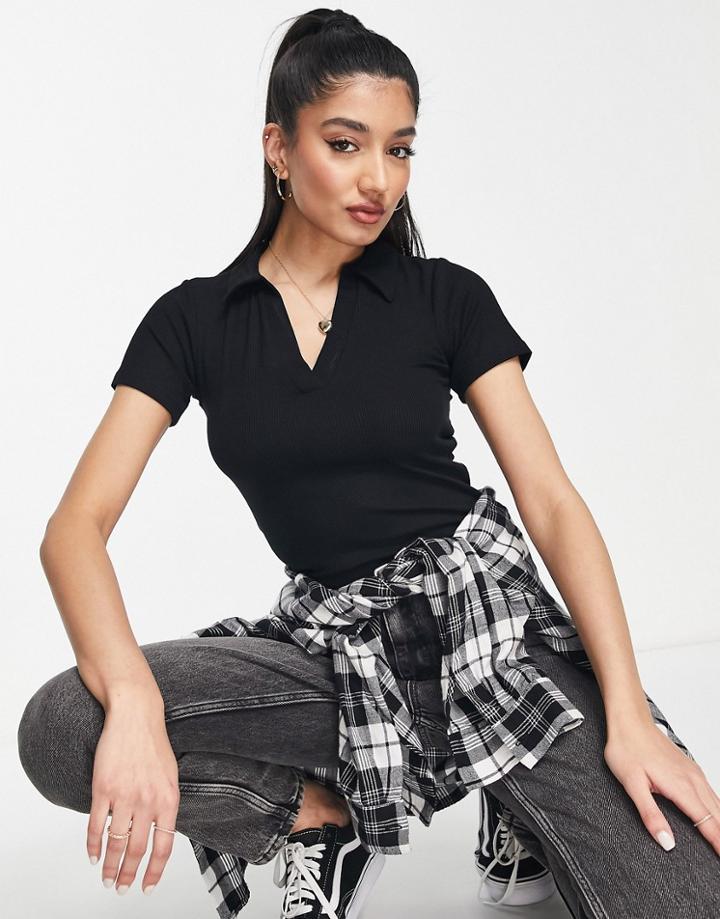 Stradivarius Polo Shirt In Black