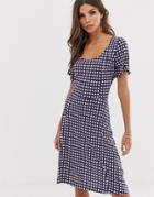French Connection Gingham Print Dress-black