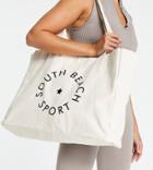 South Beach Oversized Canvas Logo Tote Bag In Off-white