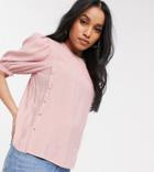 Vila Petite Top With Button Detail In Pink
