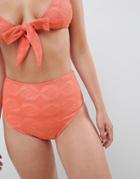 Asos Design Mix And Match Crochet High Waist Bikini Bottom-orange