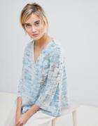 See U Soon Top In Tapestry Weave Fabric - Blue