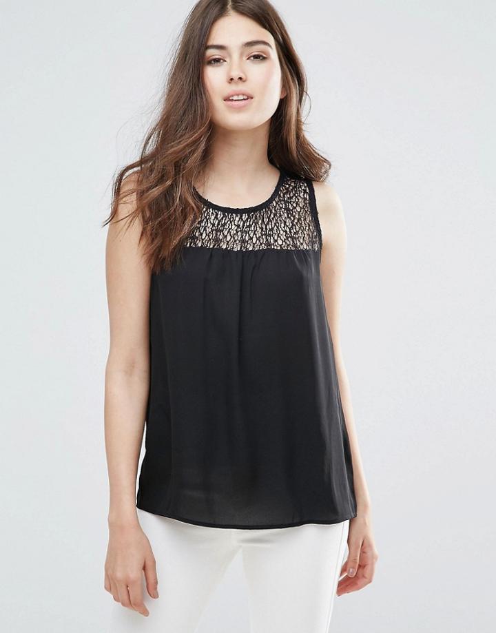 Jdy Timber Lace Panel Tank Top - Black