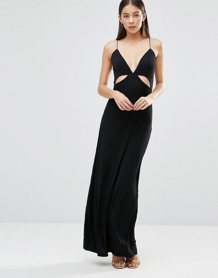 Ax Paris Slinky Cut Out Maxi Dress - Black