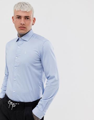 Lockstock Skinny Shirt In Blue With Logo