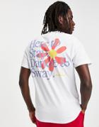 Asos Daysocial Relaxed T-shirt With Front Logo And Back Graphic Flower Print In White