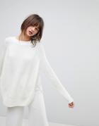 H.one Ribbed Knit Wool Blend Sweater - White