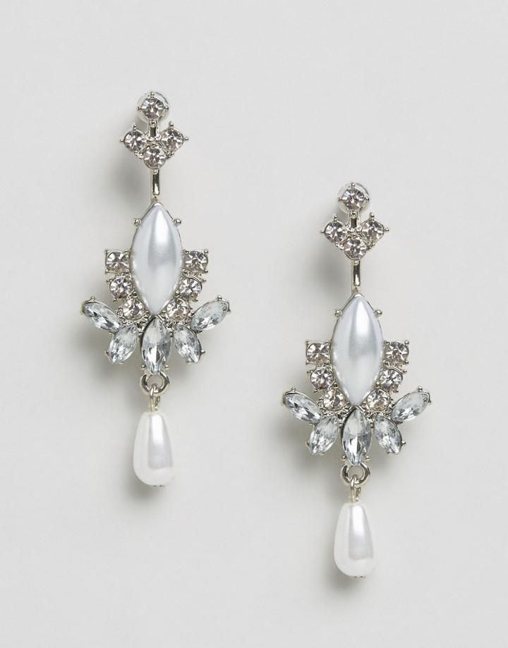 Asos Faux Pearl Chandelier Swing Earrings - Cream