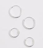 Asos Design Sterling Silver 12mm And 9mm Hoop Earring Pack - Silver