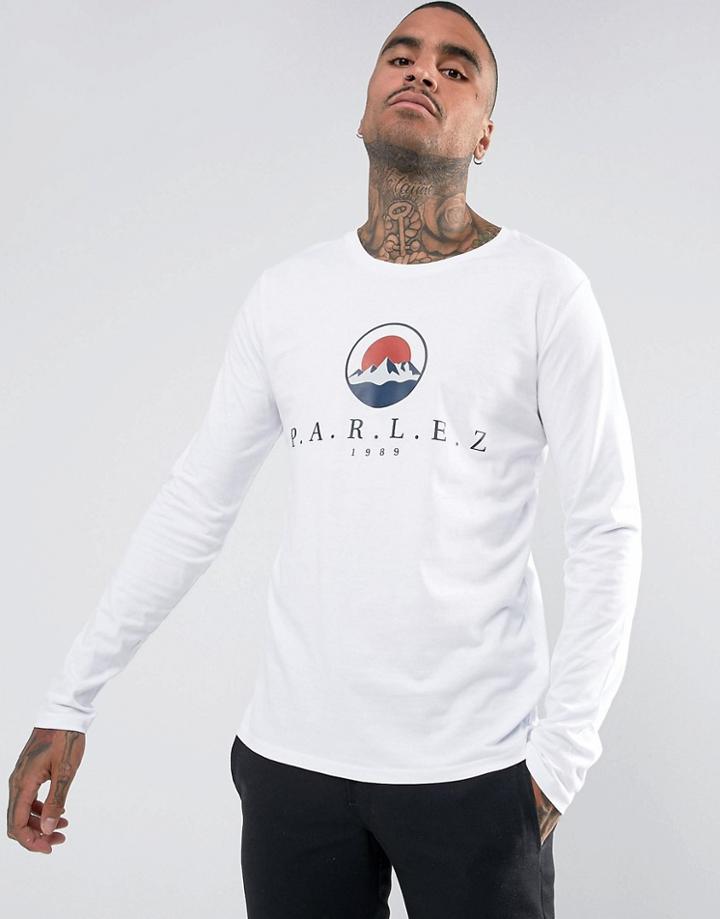 Parlez Long Sleeve T-shirt With Mountain Logo - White