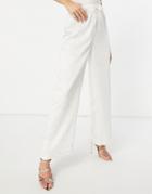 4th & Reckless Wide Leg Satin Pants In Cream-white
