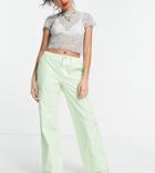 Asos Design Petite 00s Low Rise Cargo Pants In Bright Lime-green