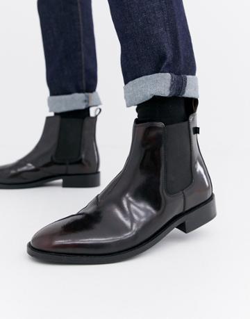 Farah Jeans High Shine Chelsea Boots - Red