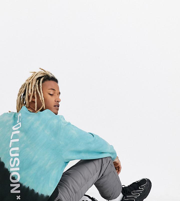 Collusion Sweatshirt With Logo Print And Tie Dye-green