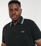 Boss Athleisure Plus Paddy Tipped Polo In Black And Silver