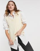 Daisy Street Oversized Sweater Vest With Relaxed Hem-neutral