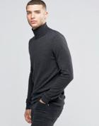Sisley Roll Neck Sweater In Cashmere Blend - Gray