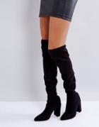 Missguided Pointed Over The Knee Boot - Black