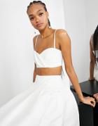 Asos Edition Pleat Bust Wedding Bralette In Ivory-white