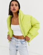 Bershka Puffer Jacket In Lime