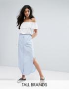 Noisy May Tall Striped Button Down Maxi Skirt - Blue