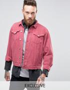 Reclaimed Vintage Denim Jacket In Overdye - Pink