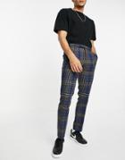 Twisted Tailor Pants In Multi Check-blues