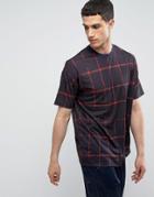 Asos Oversized T-shirt With Grid Check Print - Navy